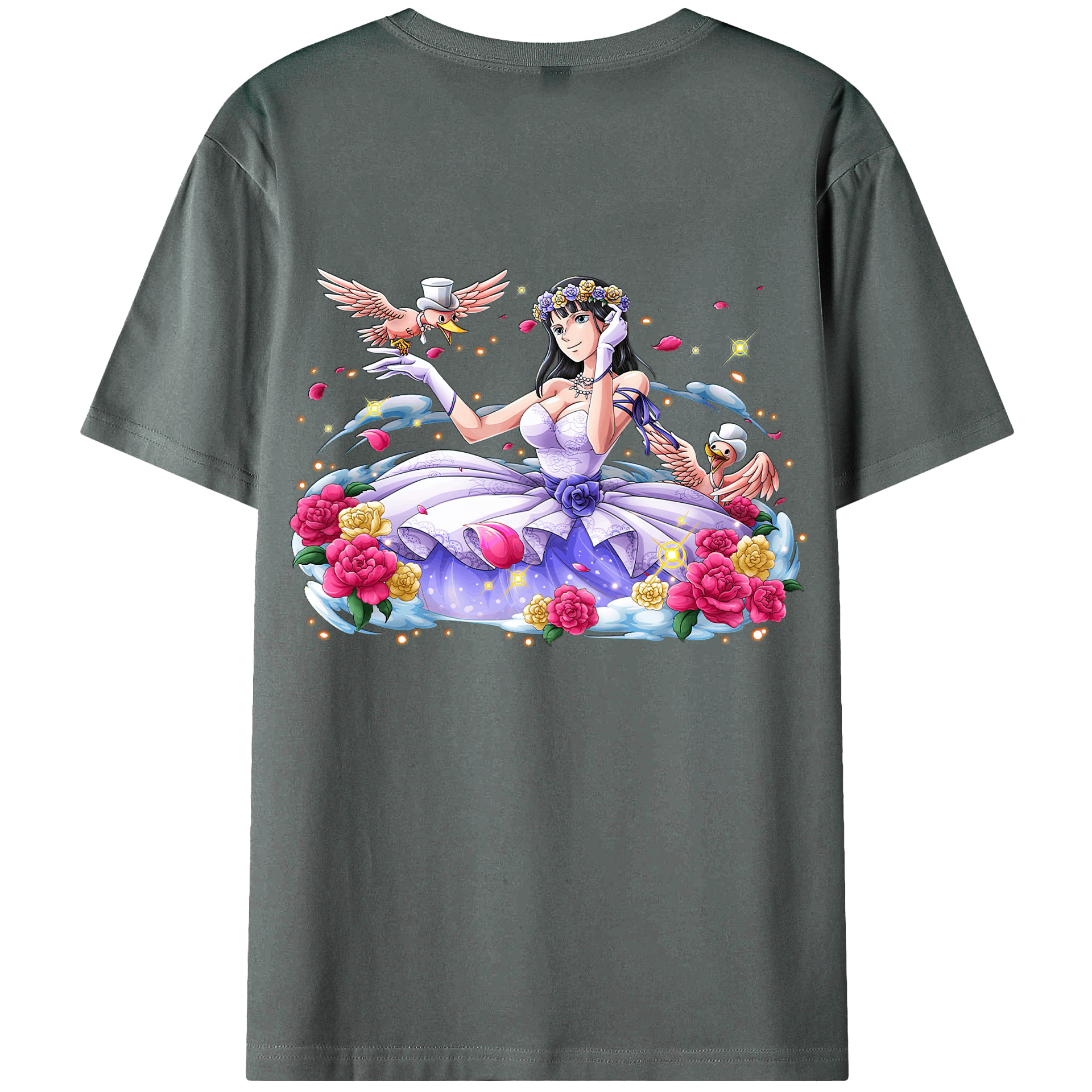 ワンピース ニコ・ロビン ONE PIECE Nico Robin 綿100％ メンズ半袖Tシャツ（バックプリント） 通気性